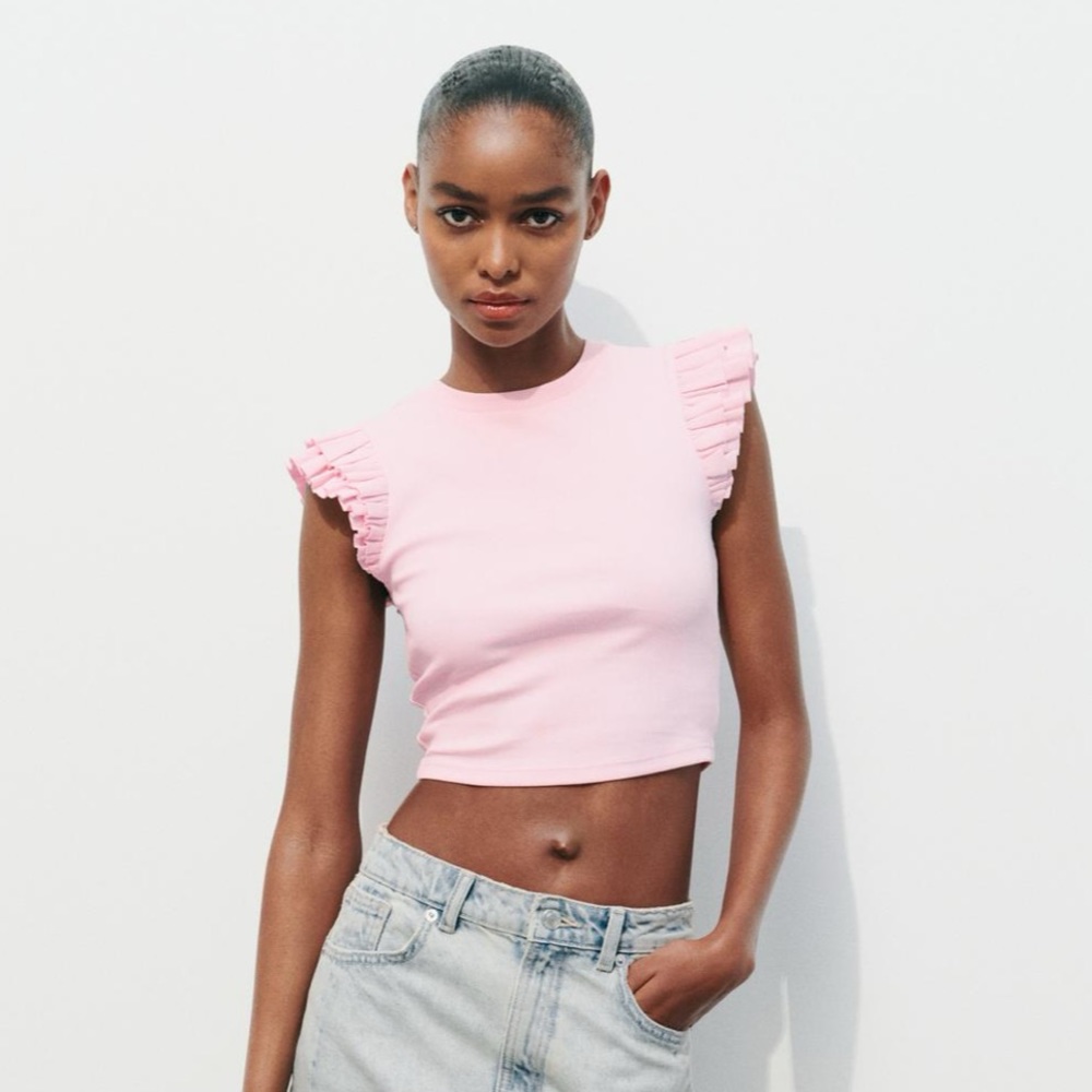 Zara ruffle sleeve top